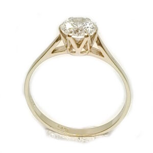 1 stk. Renoveret Solitairering i 14K guld med 6mm zirkonia str. 53½