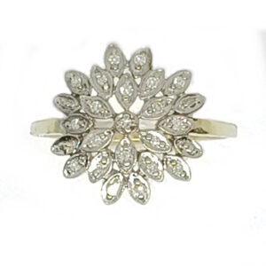 1 stk. CO₂ fri Renoveret Diamant Blomsterring i 18 Karat guld 21 diamanter str. 53