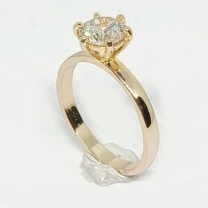 (1 stk.) CO₂ fri ②.Hand+: Flot Guld Solitaire ring med 6,5mm Zirkonia i 18K guld