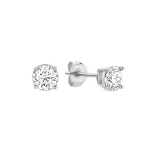 Solitaire ørestikker i rhodineret sølv med 4mm zirkonia