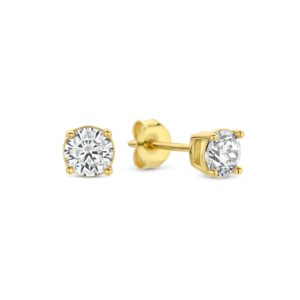 Solitaire ørestikker i forgyldt sølv med 4mm zirkonia