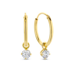 Solitaire hoops 15mm i forgyldt sølv med 3mm zirkonia