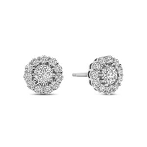 Roset Ørestikker 8mm hvide zirkonia 2+22 i rhodineret sølv