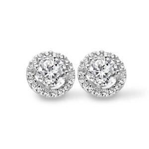 Elegante roset ørestikker i sølv med zirkonia. 6mm