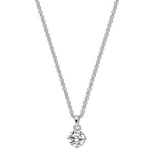 Solitaire halskæde 40+5cm i rhodineret sølv med 5mm zirkonia