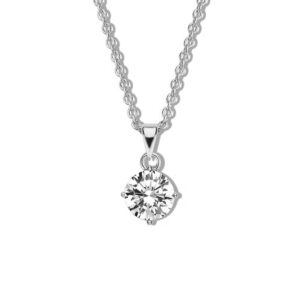 Solitaire halskæde 40+5cm i rhodineret sølv med 5mm zirkonia