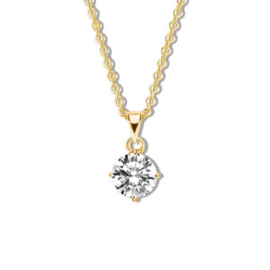 Solitaire halskæde 40+5cm i forgyldt sølv med 5mm zirkonia
