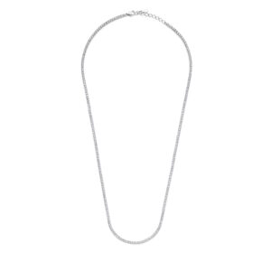 Tennis halskæde i rhodineret sølv 42+ 3 cm – 1,5mm hvid (112)