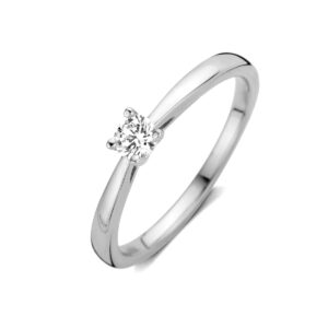 Solitaire ring i rhodineret sølv med 4mm zirkonia