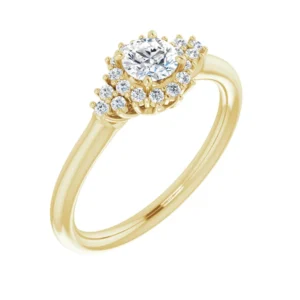 Super smuk forlovelsesring 0.45ct. i guld med 0.33ct. LG brillant centersten + 18 stk. små LG Diamanter