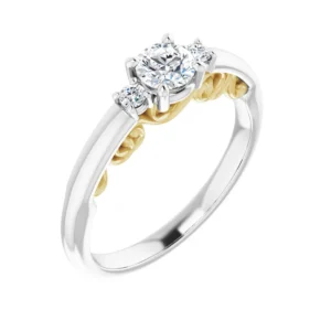 Smuk tofarvet guld forlovelsesring 0.38ct. LG Diamanter TW-VS