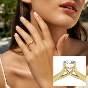 0.25ct. solitaire med guldhjerte modelfoto 4,05mm