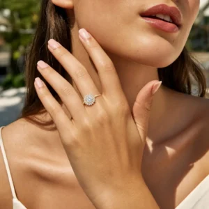 Dobbelt halo ring med LG Diamanter