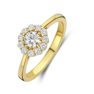 Smuk Rosetring i forgyldt sølv.