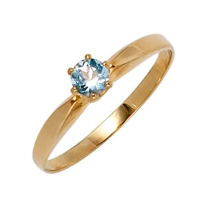 Aquamarin solitaire ring i 14 karat guld fra RASK CO₂ fri smykker