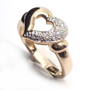 (1 stk.) CO₂ fri ②.Hand+: Guld Hjerte ring med diamanter