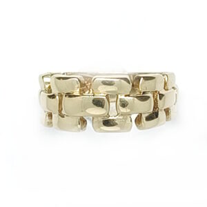 1 stk. CO₂ fri Renoveret Guldring med murstenmønster i 14 Karat guld. Stand som ny